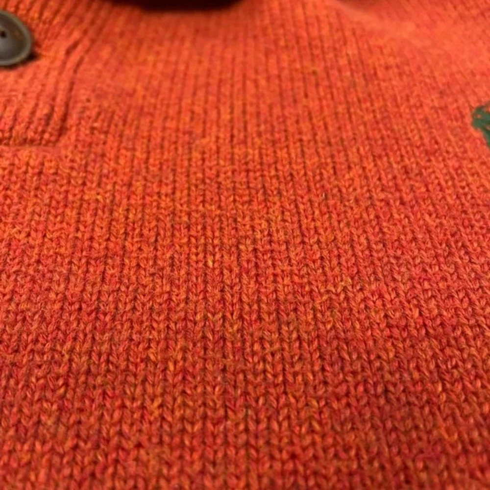 Polo Ralph Lauren Mens XL Orange Cotton Mock Neck Button Sweater Heather Knit - Picture 4 of 7